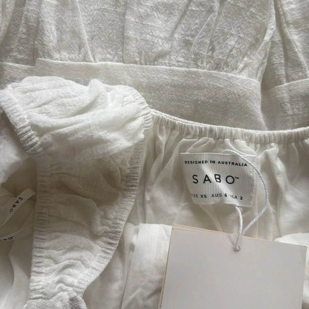 Sabo Skirt Fabi 100% Cotton White Dress, XS - Picture 10 of 10